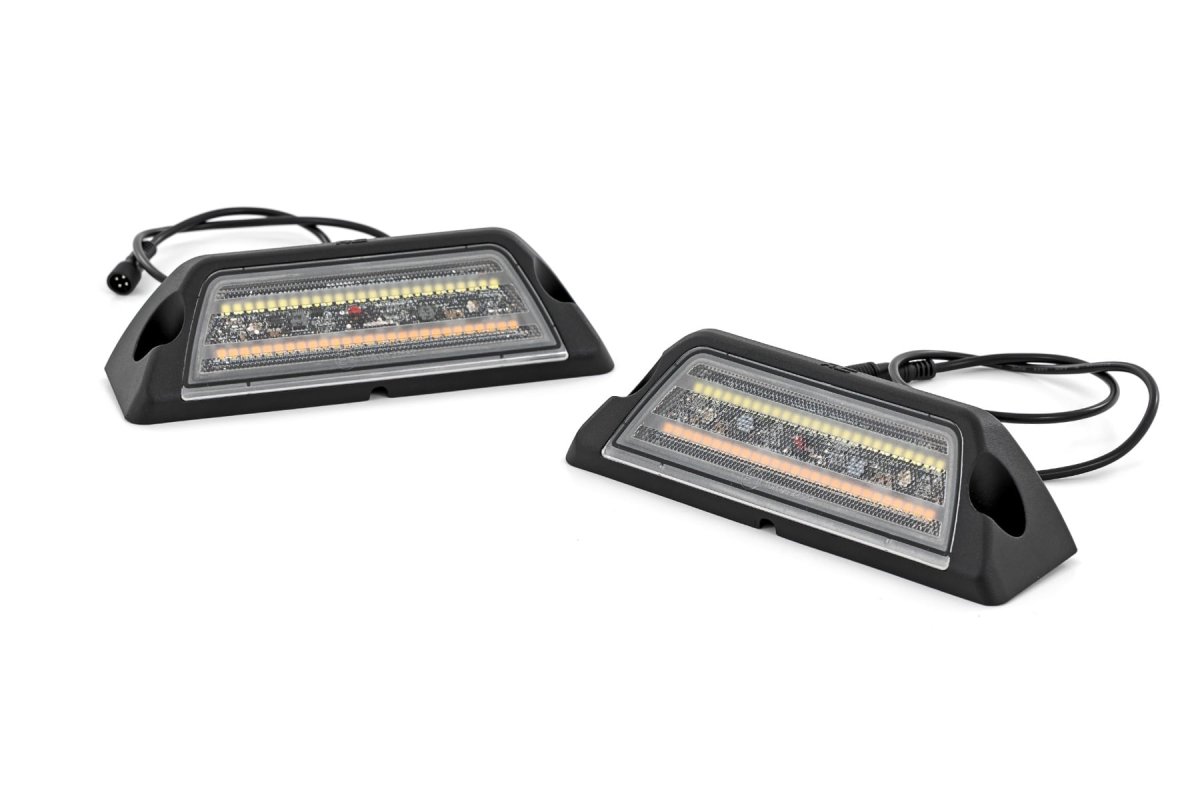 LED Angled Light Pods - Rough Country - Dual-Function - White/Amber